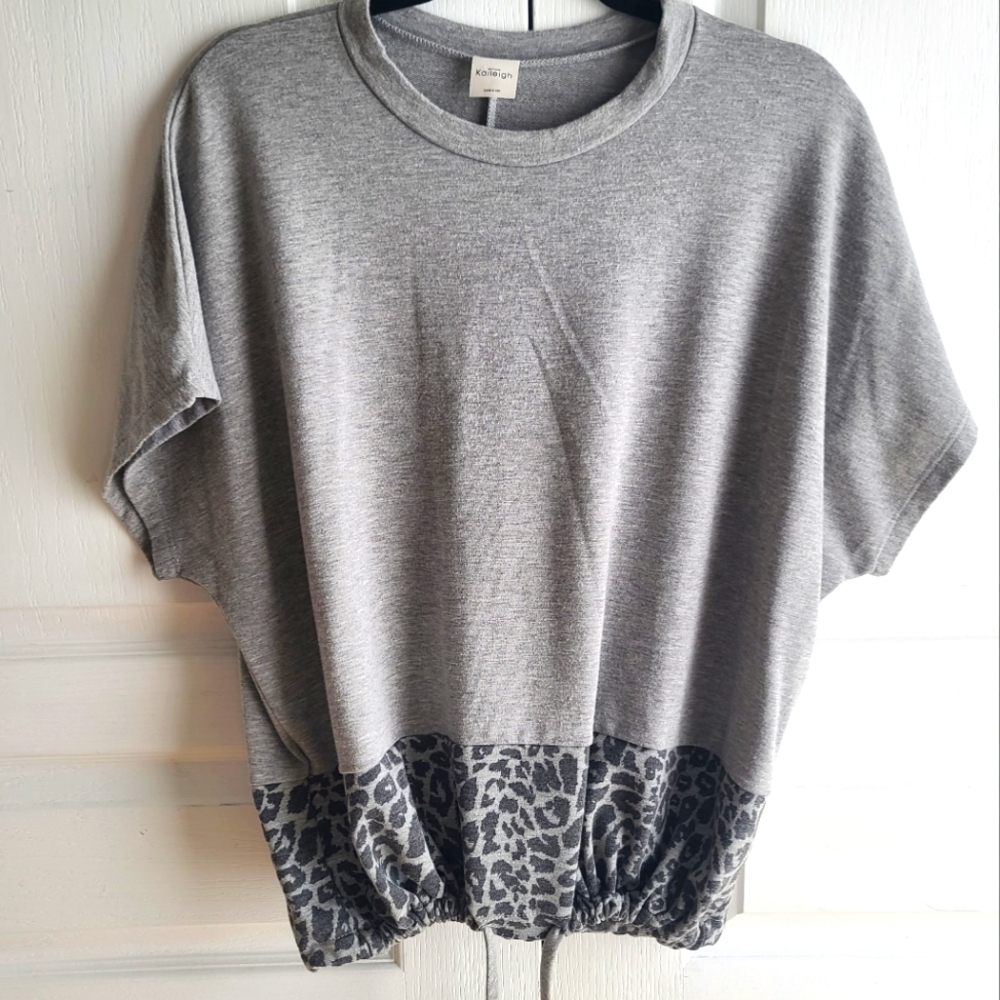 Gray, leopard top. From stitch fix